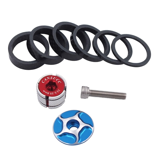 Espaciador para auriculares de bicicleta Piezas de bicicleta Ligero, fácil de , Fibra de carbono, Juego de espaciadores de aluminio, Núcleo Azul Soledad Separadores de auriculares de bicicleta