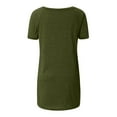thumbnail image 4 of Camiseta casual con cuello en V superior para mujer, tela de verano suelta de lino y algodón, verde, 4XL kenally  AP001830-07, 4 of 7