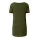 thumbnail image 4 of Camiseta casual con cuello en V superior para mujer, tela de verano suelta de lino y algodón, verde, XL Scienceny  AP001830-04, 4 of 7