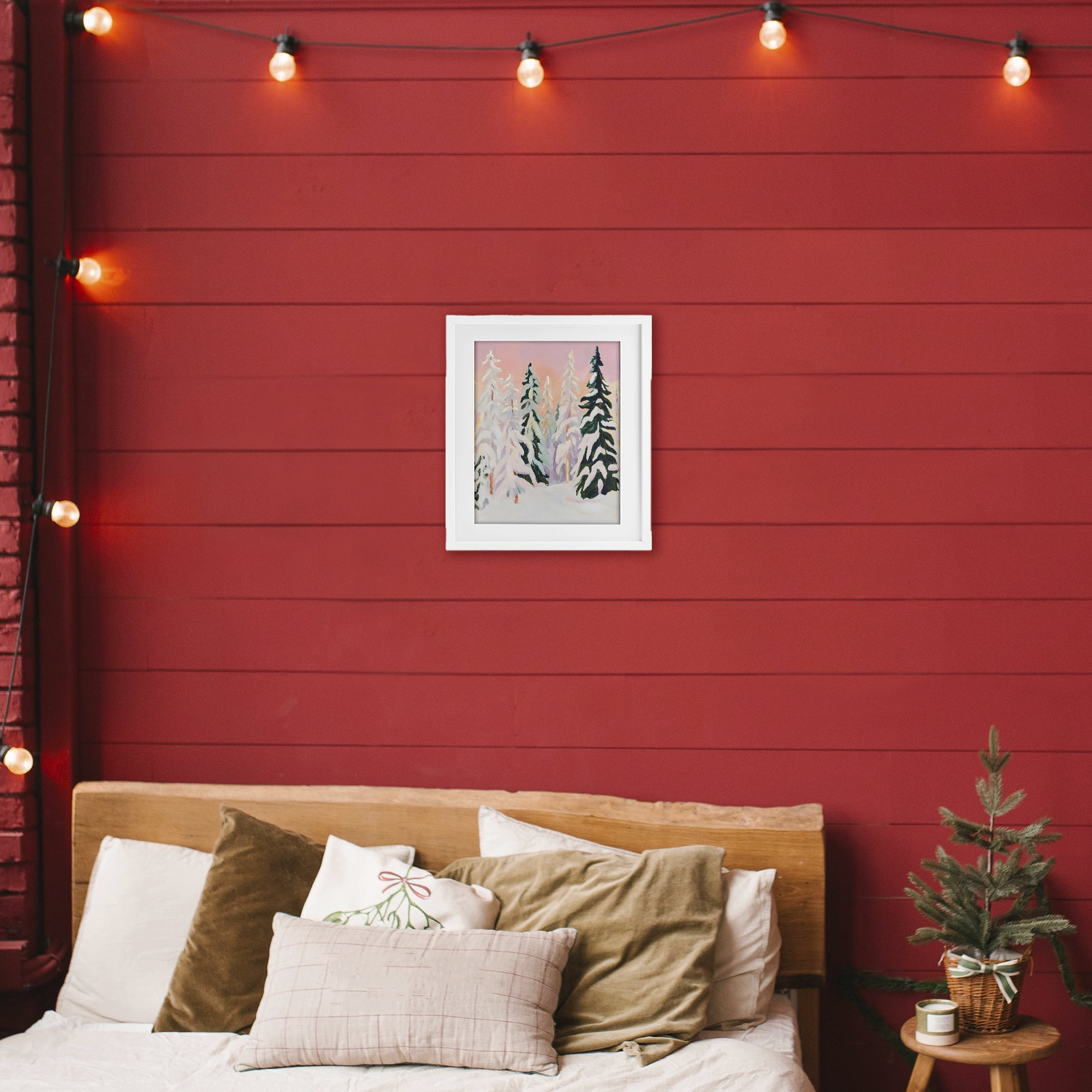 Stupell Industries Peachy Pastel Winter Forest White Framed Print Under Glass, design by The Prints Vibe