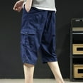 thumbnail image 6 of QingYiHua Men's Cargo Shorts with Multiple Pockets Summer Cotton Button Zipper Outdoor Shorts Work Pants Knee Length Shorts Hiking Travel Shorts Navy,XXL, 6 of 7