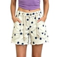 thumbnail image 2 of LEKWK Polka Dot Jean Shorts Womens High Waisted Drawstring Casual Denim Shorts Y2K Loose Fit Frayed Bottoms with Pockets Summer Beach Vacation Outfits, 2 of 7