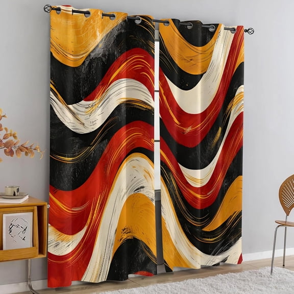 Colorful Geometric Blackout Curtains, Abstract Striped Drapes for Living Room Bedroom, Vintage Modern Window Decor 26"W x 45"L (2 Pack)