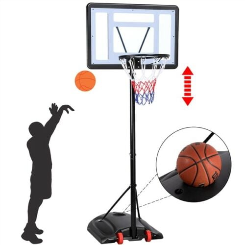 Yaheetech 7.2-9.2ft In-Ground Basketball System Portable Removeable Basketball Hoop Outdoor/Indoor Adjustable Height Basketball Set for Kids/Youth/Teenagers