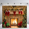 thumbnail image 3 of Fondo de chimenea de Navidad, diseño de lugar de Amazon ebay, tela de fondo para fotografía de estudio digital 3D, 3 of 5