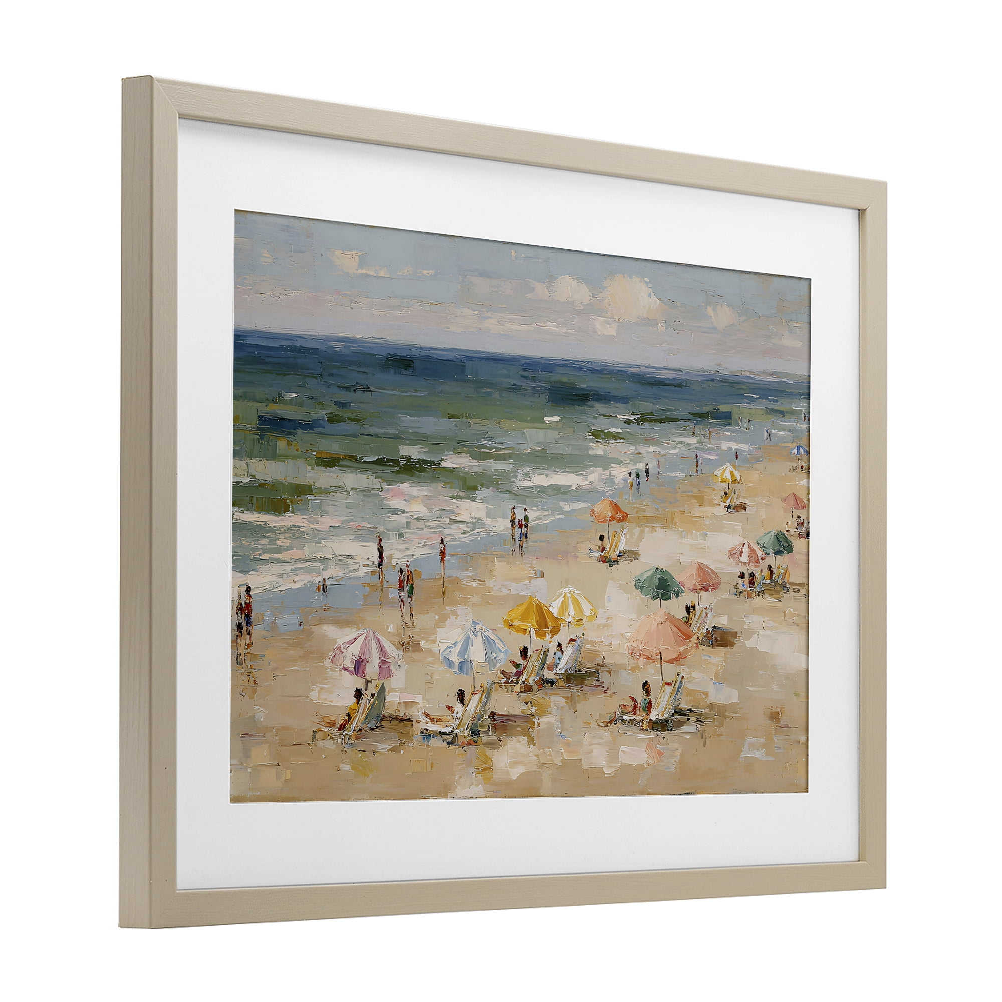 Stupell Industries Impressionist Summer Beach Day Birch Framed Print Under Glass, design by Jacky Ngan