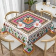 thumbnail image 2 of Colorful Mexico Square Table Cloth - Mexican Floral Tablecloth Cactus Stripes Lines Native Art Table Cover for Kitchen Party Picnic Dining Decor, 2 of 8
