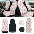 thumbnail image 2 of Yuyamidu Cute Strawberry Front Car Seat Cover Set Pink Steering Wheel Cover Seat Belt Pad Armrest Cover Garbage Can Air Vent Pouch Rearview Mirror Cover Coasters Keychain, 12 Pieces, 2 of 7