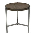 thumbnail image 4 of Atwood 22" Round End Table w/ Grey Oak Veneer Top  Brushed Silver Metal Base by Diamond Sofa, 4 of 5