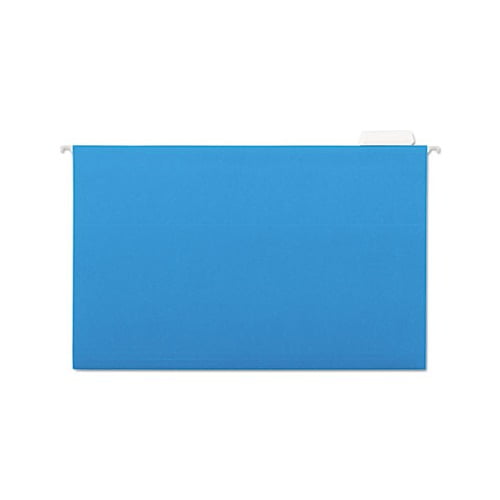 Deluxe Bright Color Hanging File Folders Legal Size, 1/5-Cut Tab, Blue, 25/Box