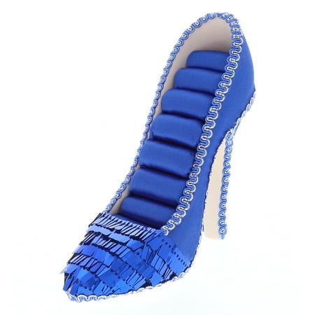Mozlly Sequin Detail Shoe Ring Holder 7 Inch Jewelry Organizer - Blue