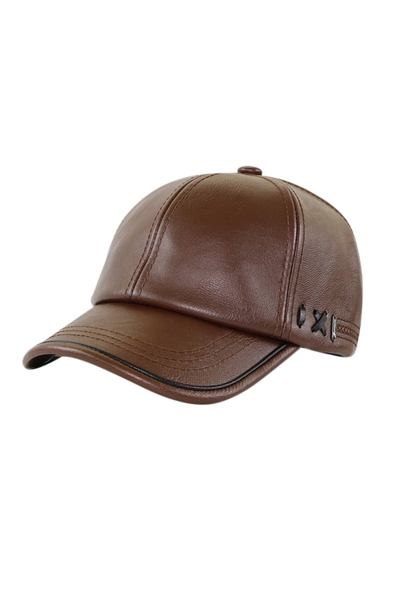Men's Everyday Wear Accessories Autumn And Winter Leather Dad Hat for Middle And Elderly Fashion Solid Color Versatile Visor Hat Men's Baseball Cap
