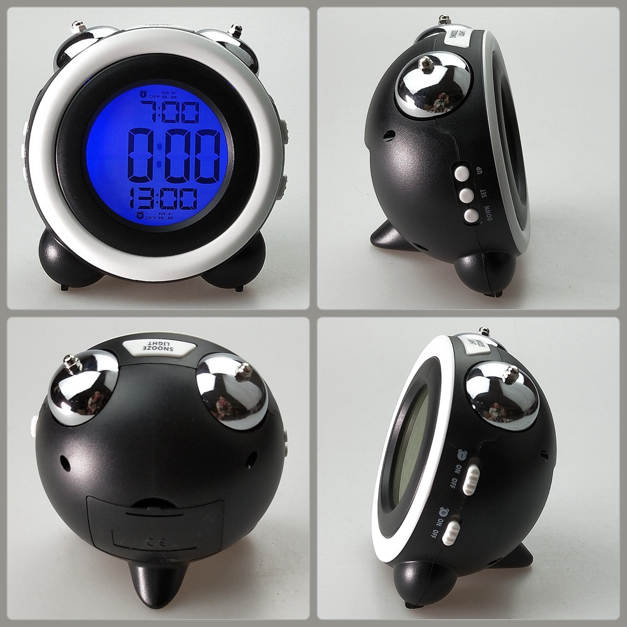 Unique Bargains Backlight Design Loud Alarm Clock White 4.3"L x 2.4"W x 4.3"H