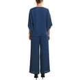 thumbnail image 3 of INSPIRE CHIC Women's Mother of Bride Sets Chiffon Ruffles V Neck Top Wide Legs Pantsuits Wedding Guest 2 Pieces Pants Suits S Dark Blue, 3 of 5