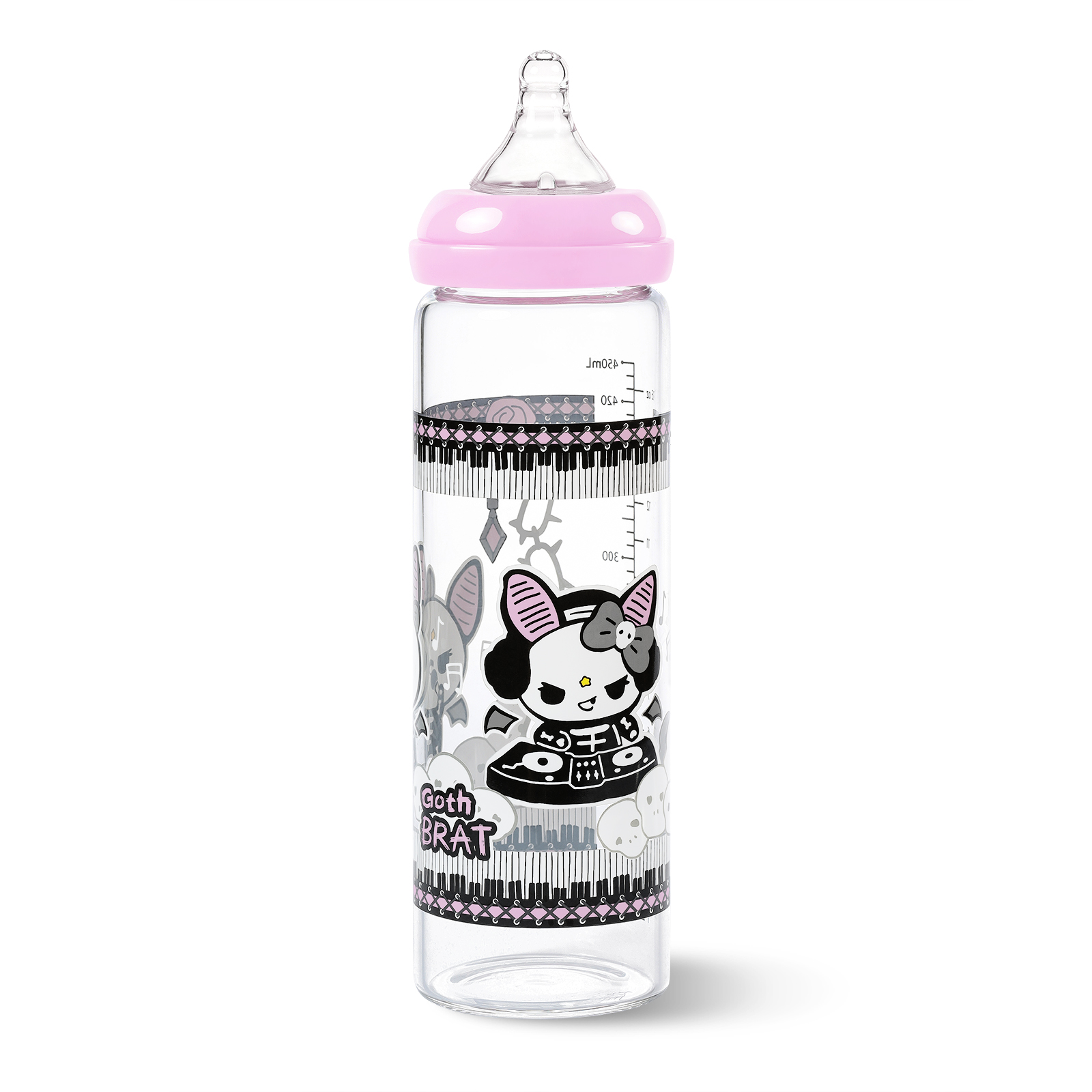 LittleForBig Adult Baby Bottle Ultra Printed Specialty Oversized Glass Feeding Bella Goth Brat Pattern