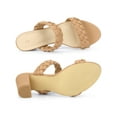 thumbnail image 3 of BLISSFUL STEP Women's Braided Heeled Slip on Chunky Heel Slide Sandals Nude 8, 3 of 8