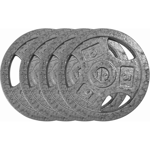 Cast Iron Weight Plates Set 1 in, 2.5 LBS/5 LBS/10 LBS/25 LBS Bumper Plates for Home Gym, Strength Training & Weightlifting (4 x 5 LBS Sets)