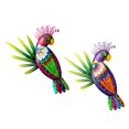 thumbnail image 1 of 2 piezas de decoración de pared de loro de metal, pájaros coloridos, esculturas de pared 3D para colgar en la pared verde y naranja, 1 of 9