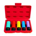 thumbnail image 1 of Juego de 5 vasos genéricos para tuercas de rueda de 1/2 pulgada, juego de vasos de impacto, protector de rueda fácil de usar, juego de extractor de Caja de almacenamiento roja, 1 of 8