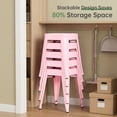 thumbnail image 5 of Stackable Bar Stools Set of 2, Backless 18 Inch Industrial Metal Barstools for Indoor Outdoor Classroom Kitchen Small Gathering (Pink), 5 of 10