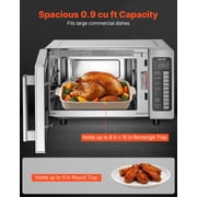 0.9 Cu Ft 1000W Commercial Stainless Steel Countertop Microwave Oven with Digital Touchscreen 10 Presets 5 Power Levels Multi Lock Door Easy Clean Interior