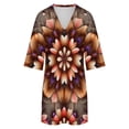 thumbnail image 5 of Floral Symmetry Vibrant Colors Abstract Womens Dress With Pockets Summer V Neck 3/4 Sleeve Dress Plus Size Loose Dress, 5 of 7