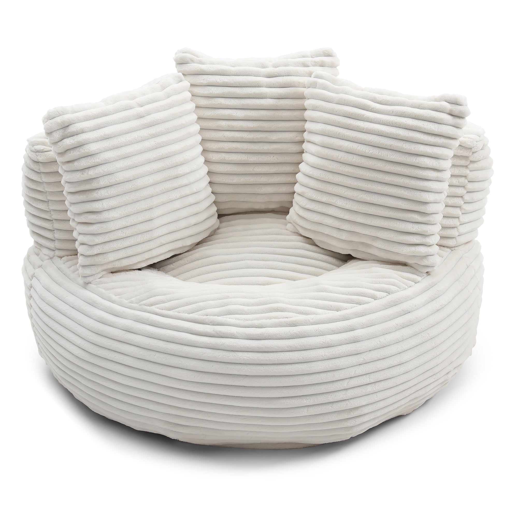 Eyisean 45" Corduroy Giant Bean Bag Chair, Comfy Lazy Sofa with Armrests & 3 Pillows, Oversized Bean Bag Couch with Deep Seat, Lounge Floor Sofa for Adults, Living Room, Bedroom Reading