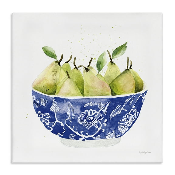 Stupell Industries Elegant Bowl of Pears Food & Beverage Painting Wrapped Canvas Art Print Wall Art, 17 x 17