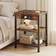 thumbnail image 6 of JIOABL 3-Tier Side Table, Set of 2, with USB & AC Charging Station, Adjustable Shelves, Multi-Use for Living Room & Bedroom, Rustic Brown, 6 of 7