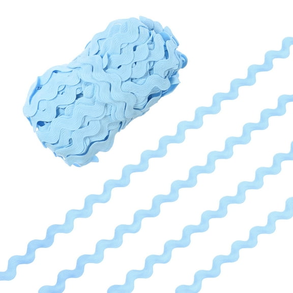 Rick Rack Trim, 25 Yard 10mm / 0.4 Inch Wave Bending Fringe Trimming Ribbon [Light Blue]