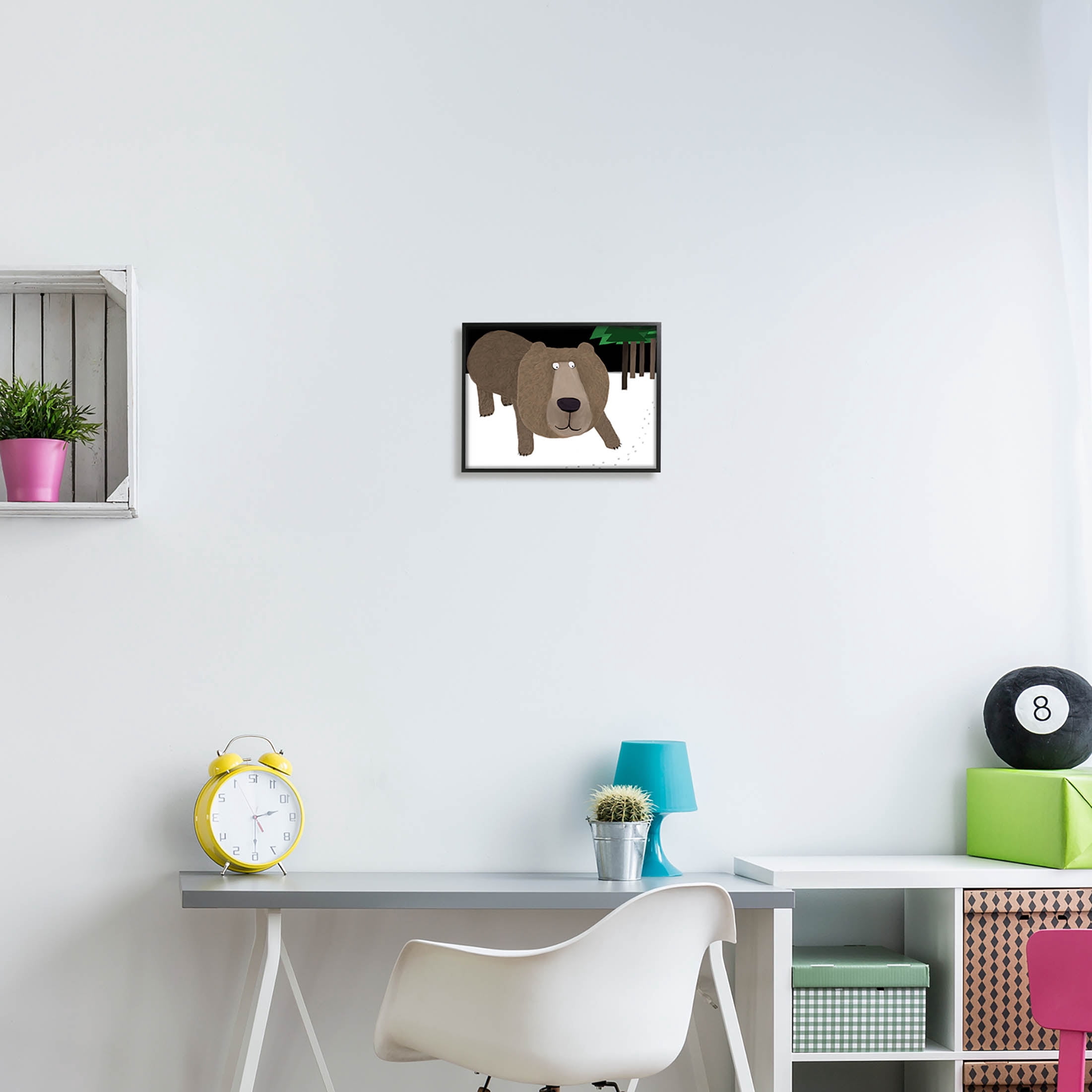Stupell Industries Happy Winter Bear Paw Prints Graphic Art Black Framed Art Print Wall Art, Design by Carla Daly