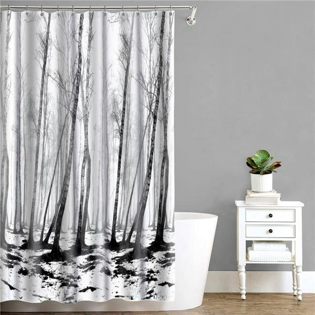 Splash Home 7AFOGFR-FPBWHSPL Brouillard Tissu Polyester Rideau de Douche & 44; Noir et Blanc - 70 x 72 Po.