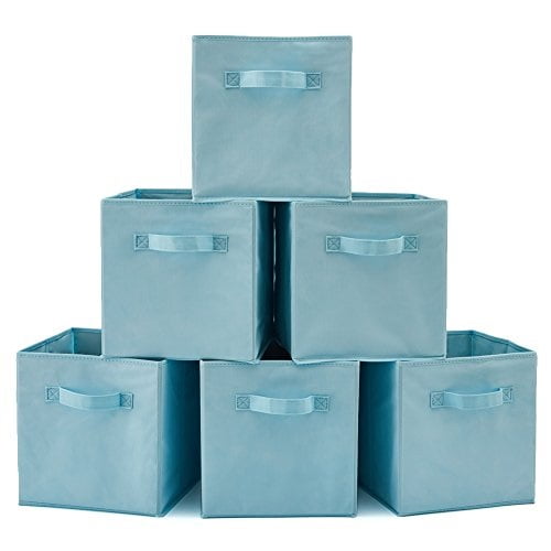 EZOWare Set of 6 Foldable Fabric Basket Bin Collapsible Storage Cube for Nursery, Toys Organizer