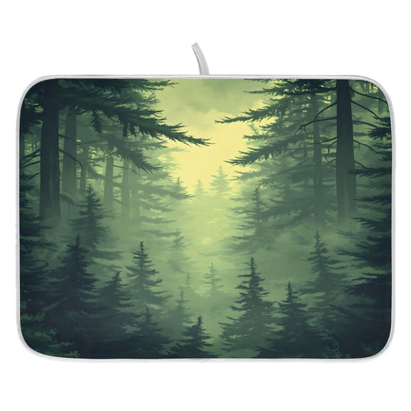 Green Forest Dish Drying Mat for Kitchen, Quick Drying Absorbent Soft Durable 18 x 24"