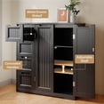 thumbnail image 5 of Kitchen Pantry Storage Cabinet with 4 Drawers & Doors, Floor Storage Cabinet with Adjustable Shelf & Anti-Tip Hardware, Buffet Sideboard Coffee Bar Cabinet for Kitchen, Bathroom, Living Room, Black, 5 of 9
