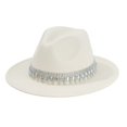 thumbnail image 2 of ZHOGXU Cowboy Hat For Men And Women With Rhinestone Gemstone Stylish Heart Flat Brim Party Caps For Country Dance Wear Beige One Size, 2 of 3
