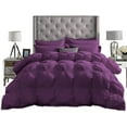 thumbnail image 3 of D.N.G. BEDDINGS Luxurious 5 Piece Pom Pom Pinch Pleated Comforter Set, 800 Thread Count, 100% Egyptian Cotton, White Vintage Pom-Pom Fringe (Oversized Super King Size Solid Plum Color), 3 of 5