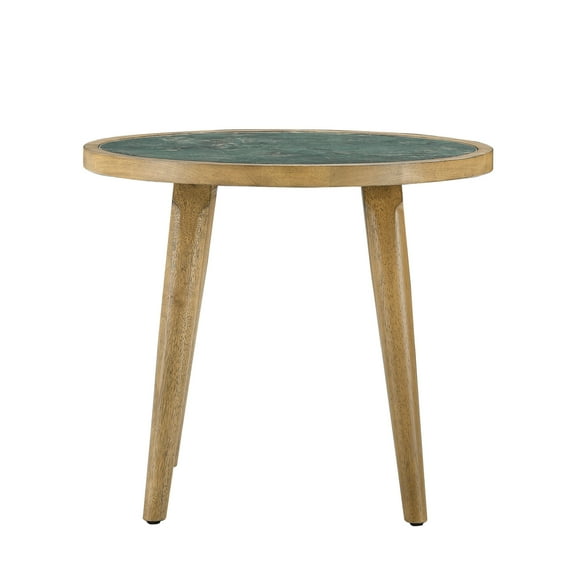 Steve Silver Novato Engineered Wood End Table w/Sintered Stone in Light Brown