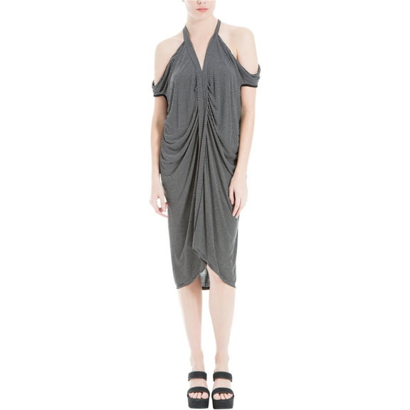 Max Studio London Womens Casual Jersey Dress, Black, Small