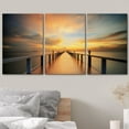 thumbnail image 3 of wall26 - 3 Piece Canvas Wall Art - Wooded Bridge in The Port Along Sunrise. - Modern Home Art Stretched and Framed Ready to Hang - 24"x36"x3 Panels, 3 of 5