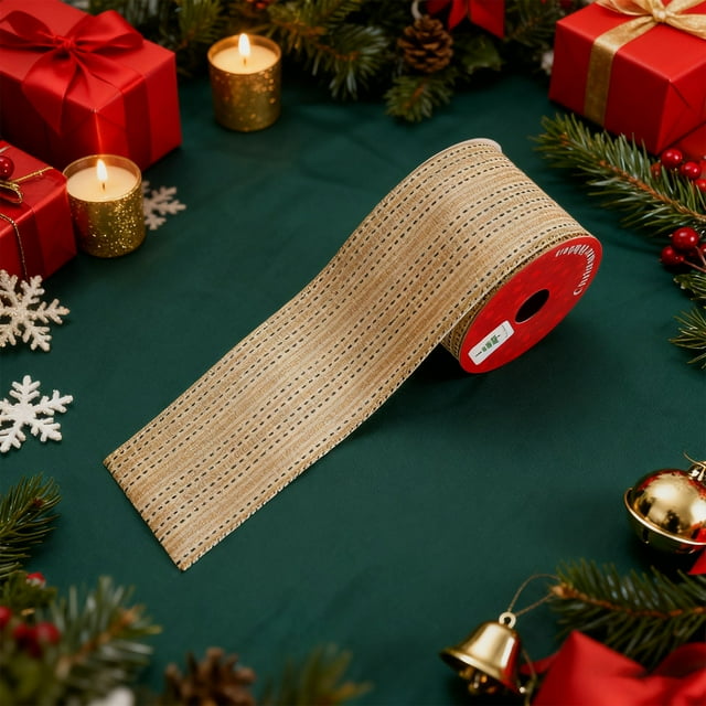 Christmas DecorationsGift Wrapping PaperChristmas Themed Decorative Ribbon Multi Style Gold Foil Printed Ribbon Festive Wrapping And Christmas Tree Decoration TapeGilded webbing