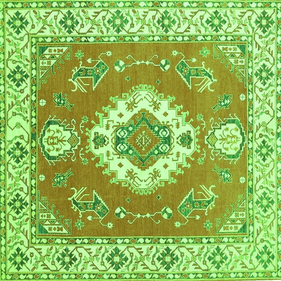 Ahgly Company Indoor Square Medallion Green Traditional Area Rugs, 5' Square