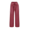 thumbnail image 4 of Huowey Womens Pants Wide Leg Pants with Adjustable Waistband and Flowing Tie Knot Casual and Loose Pants with Pockets, 4 of 4