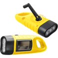 thumbnail image 1 of FlkwoH Linterna LED recargable con manivela de mano, 2 unidades, linterna solar recargable, linterna con mosquetón solar de manivela, luces de camping portátiles para camping/exterior/emergencia (amarillo) [Clase de eficiencia energética A+], 1 of 5