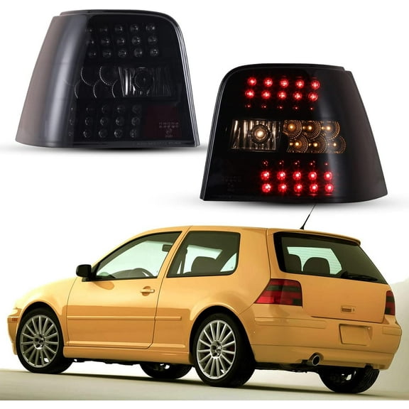 Taillights Assembly for 1999 2000 2001 2002 2003 2004 Volkswagen Golf MK4 / GTI,Matte Black Housing Smoked Lens