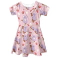 thumbnail image 4 of Yuyamidu Koala Dress Girls Short Sleeve Dress Soft Round Neck Pleated Dress Kids Strawberry Twirly Skater Dress Lightweight Summer Party Dresses 13-14 Years, Pink, 4 of 6