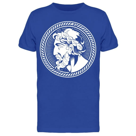 Smartprints Mens Graphic Tee - Zeus Head Encircled - Regular Fit 100% Cotton