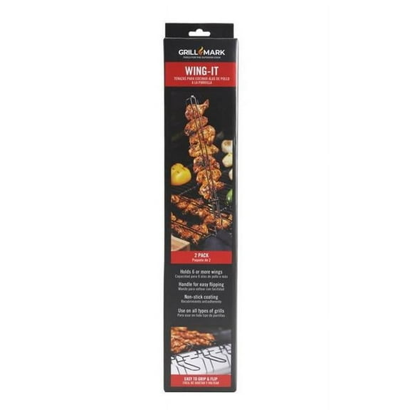 Grill Mark 8109284 Non Stick Coating Steel Skewer, Black - Pack of 2