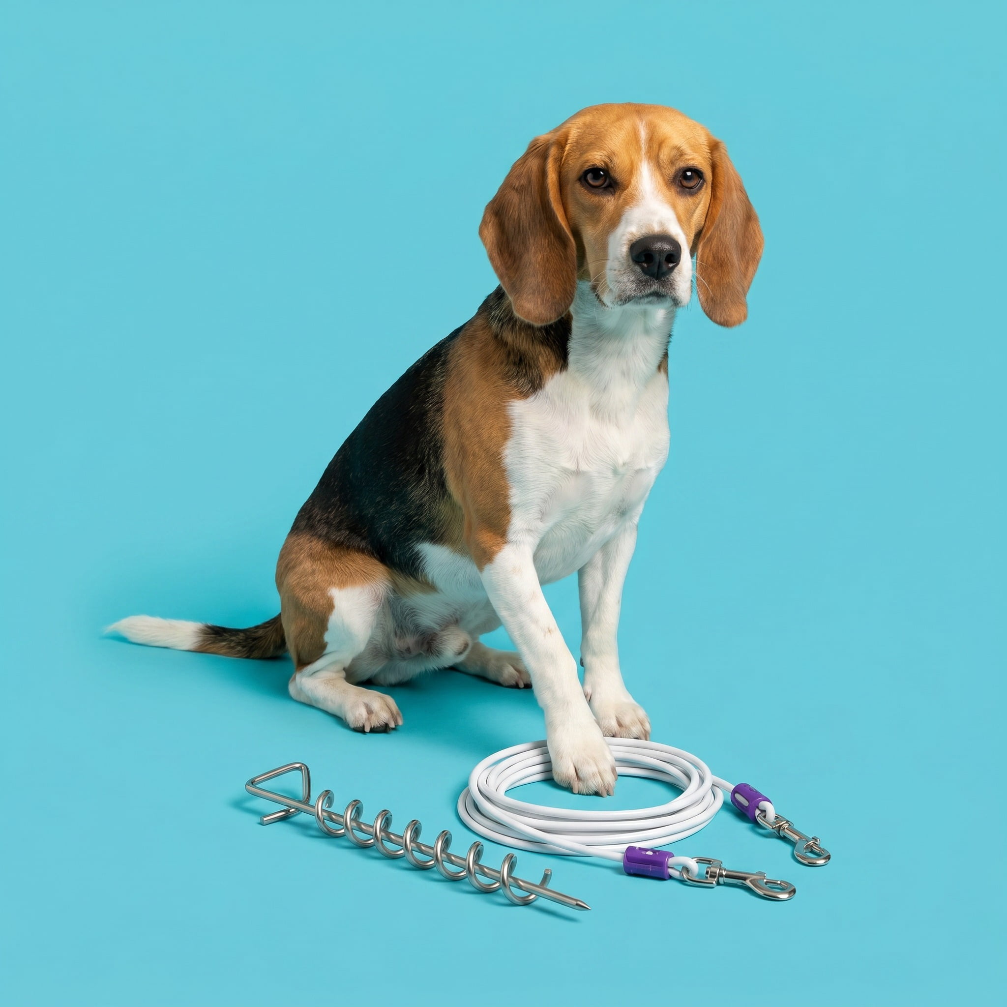 (3 pack) Vibrant Life Reflective Vinyl-Covered Cable and Spiral Stake Set for Dogs, M, 25'