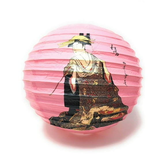THY COLLECTIBLES Oriental Chinese Japanese Festival Party Celebration Home Decor Lantern Geisha Design 16" (Pink)